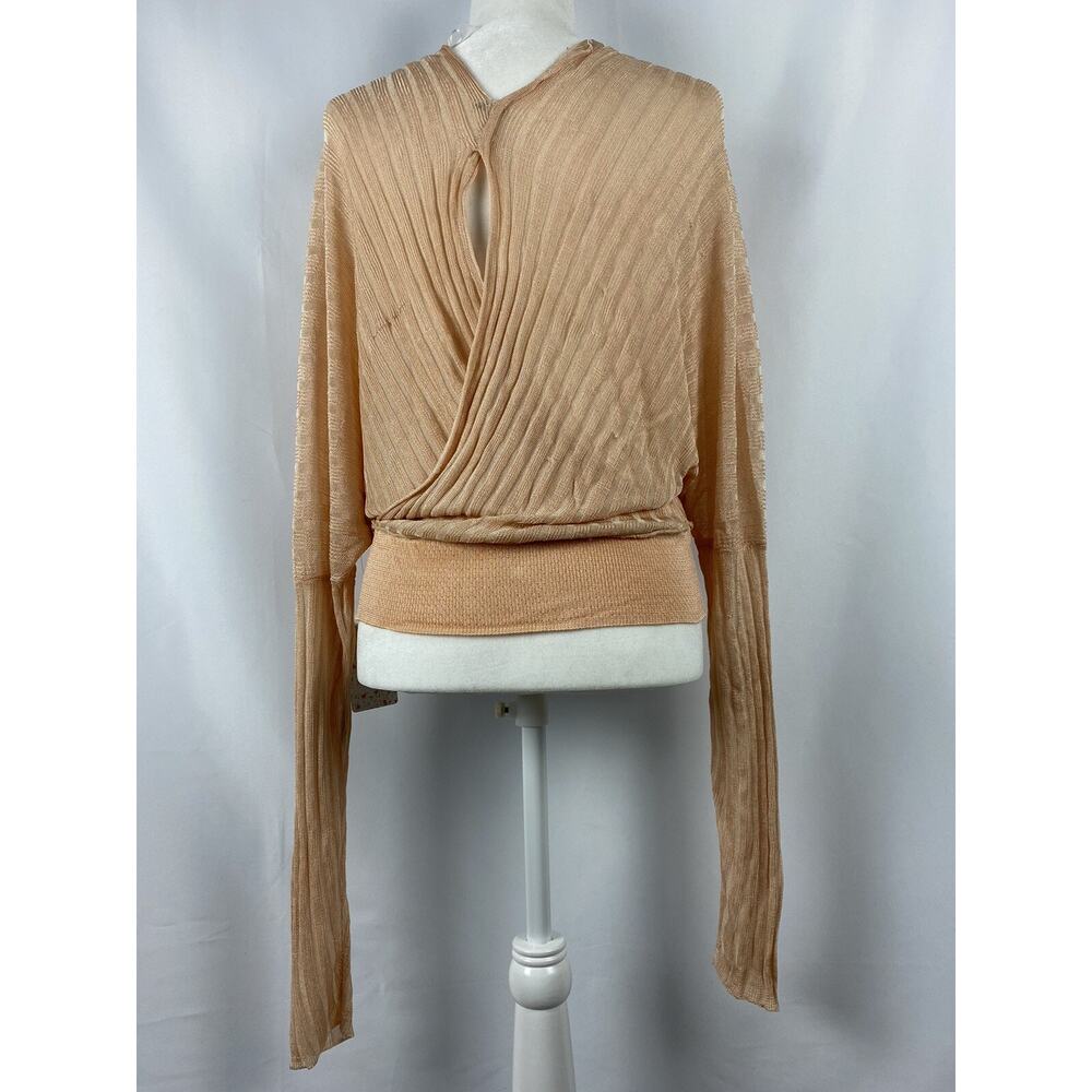 FREE PEOPLE Womens Orange Long Sleeve Surplice Neckline Top Size L A002083 - Picture 4 of 6